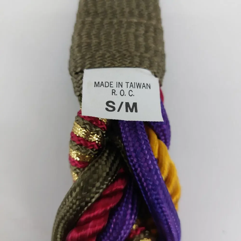 Vintage Macreme Braided Knotted Bohemian Multicolored Belt Small Medium